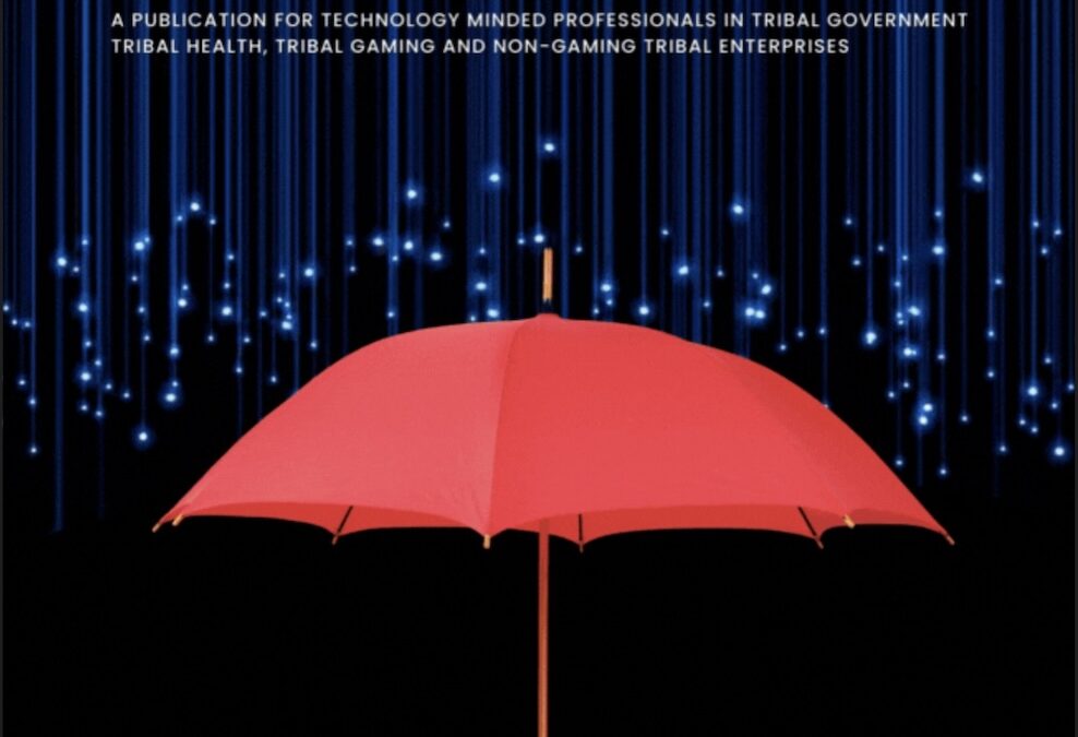 TribalNet magazine cover with red umbrella on it